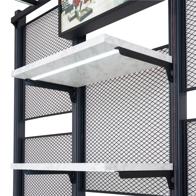 На заказ витрина для магазина одежды настенная стеллаж со светодиодной