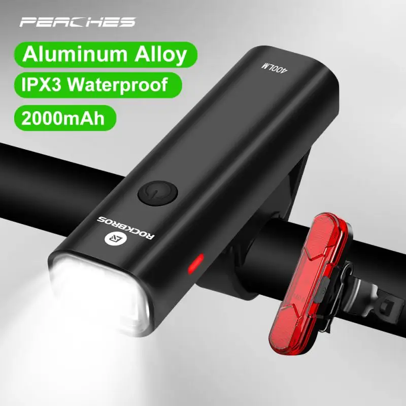 

ROCKBROS 200/400LM Bike Light Front Lamp USB Rechargeable LED 2000mAh Bicycle Light Waterproof Headlight Bike Accessories