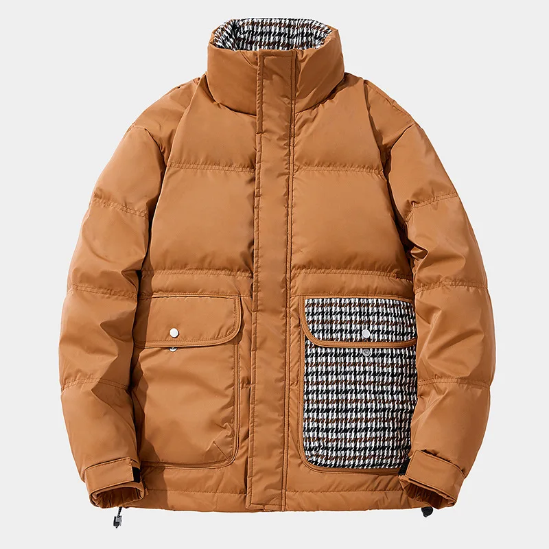 2022 Winter Collared Down Jacket for Men Relaxed Casual Warm White Eiderdown Thick Coat Youth Cropped Jacket