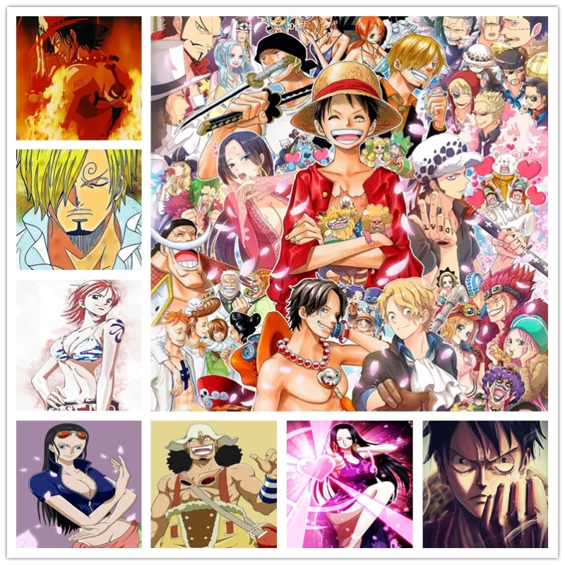 

Japanese Anime One Piece Roronoa Zoro Chopper Oil Painting Vintage Decoracion Collection Wall Art Retro Stickers 40x50cm