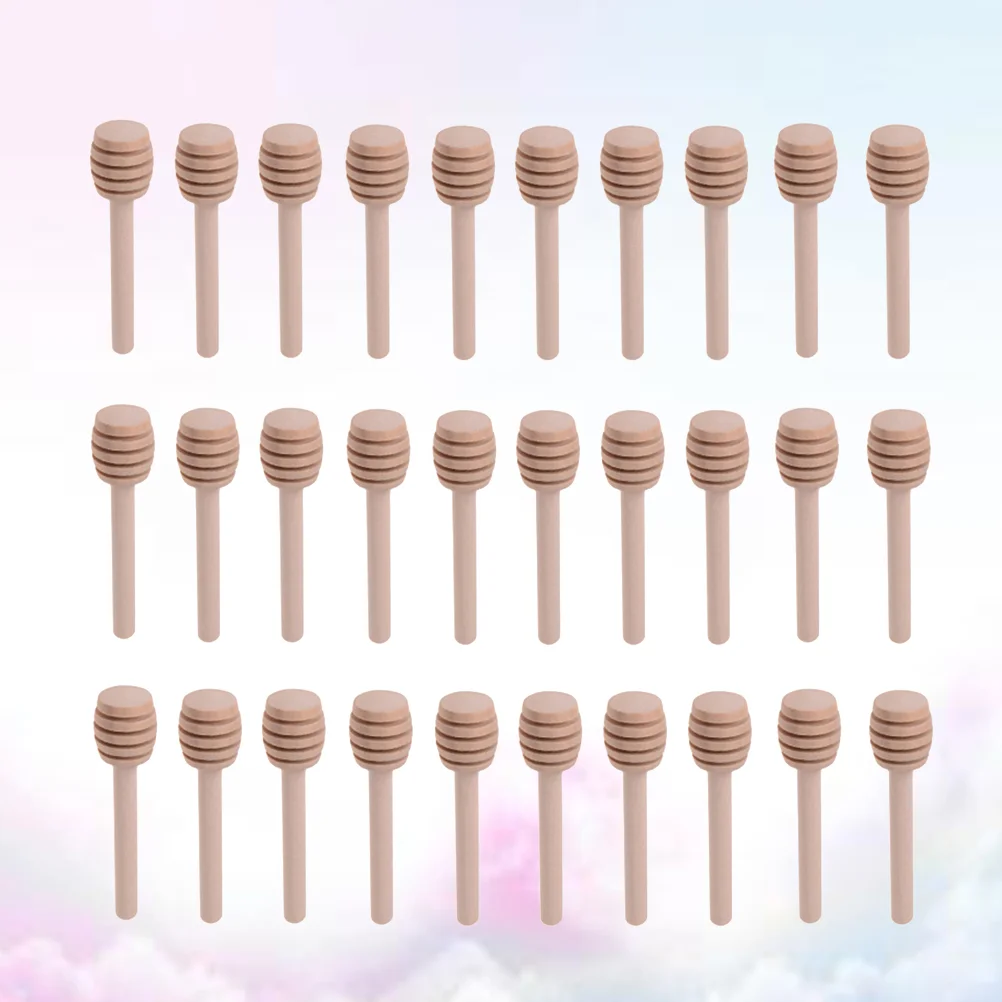 

30 Pcs Honey Dipper Stick Wooden Coffee Syrup Stir Sticks Honeycomb Spoon Stirrer Jar Stirrers Mini Dippers Pot Spoons Tea Wand