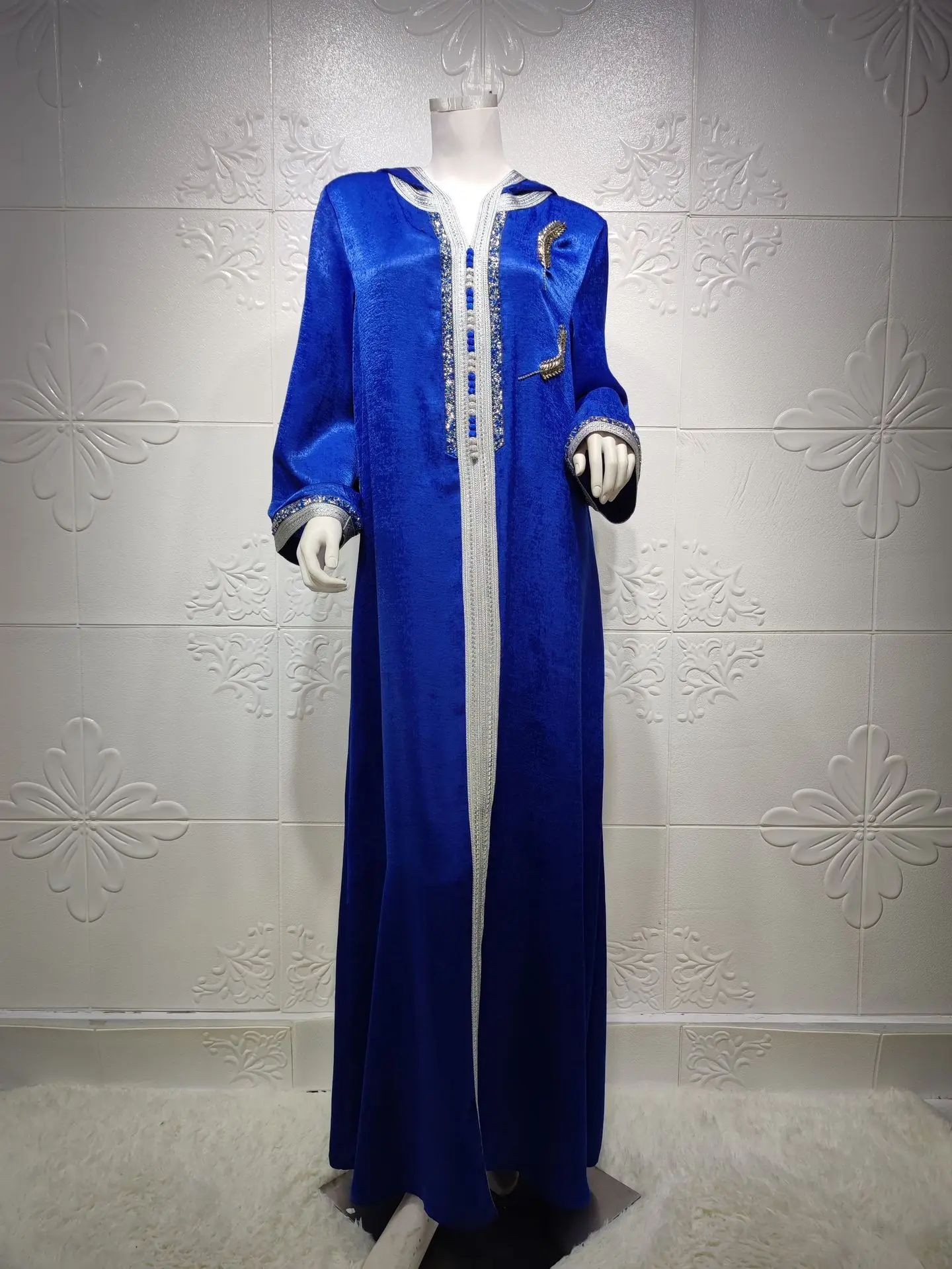 Dubai Arabic Muslim Abaya Dress for Women Fall 2023 Champagne Moroccan Kaftan Hooded Robe Turkish Islamic Jalabiya