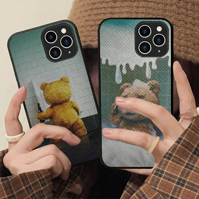 

Ted Bear Phone Case Hard Leather Case for iPhone 11 12 13 Mini Pro Max 8 7 Plus SE 2020 X XR XS Coque
