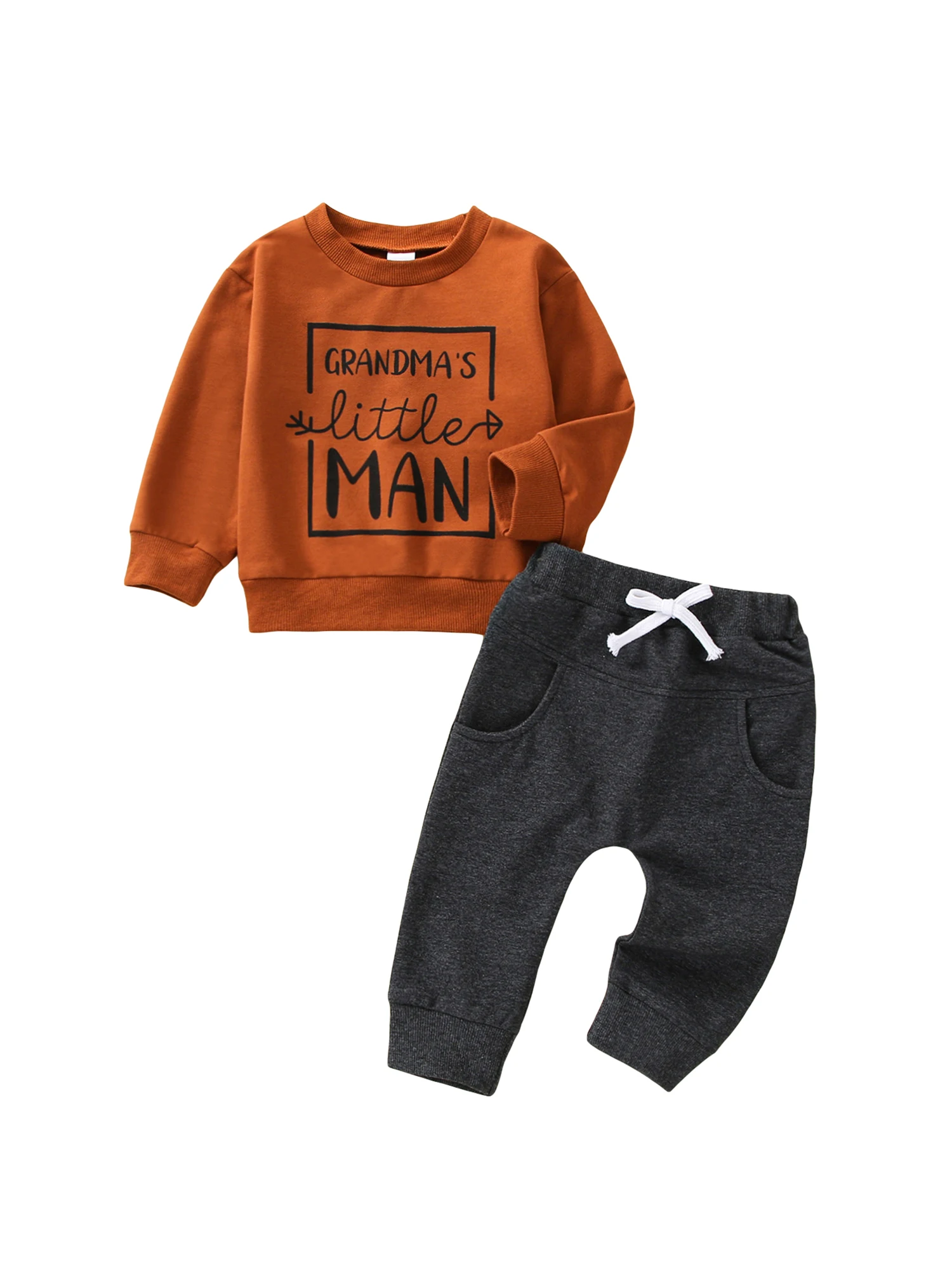 

Осенняя одежда для маленьких мальчиков, большой размер, свитшот с круглым вырезом и принтом для малышей, джоггеры, штаны на осень и зиму, комплект одежды из 2 предметов