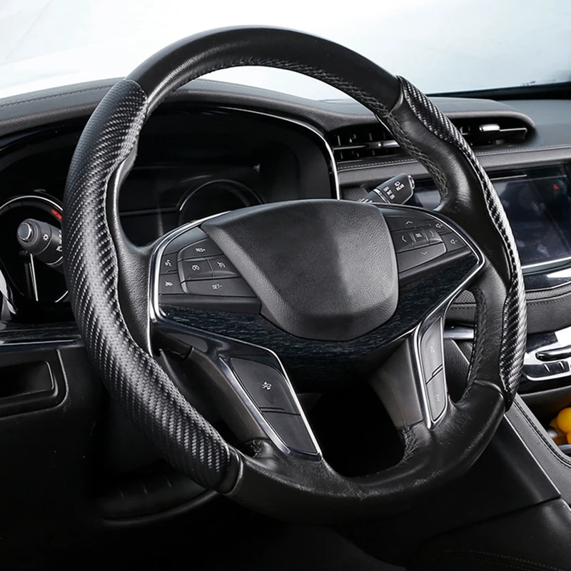 

Car Steering Wheel Cover Carbon Fiber Ultra-thin Non-slip Power-assisted Handlebar Holder Universal Car Accessories Interior