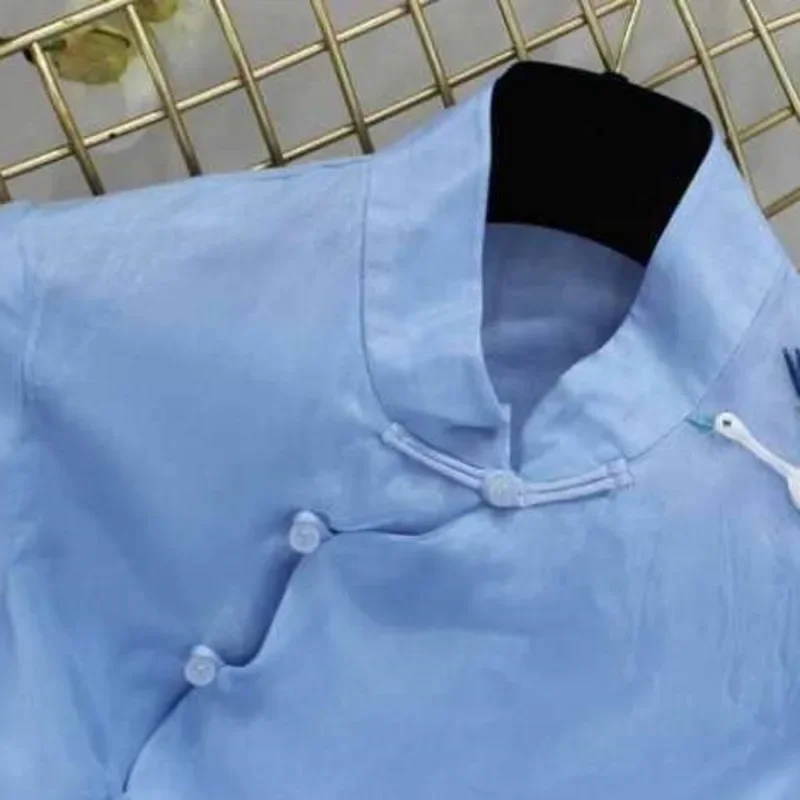 Женская рубашка с вышивкой журавля в стиле ретро