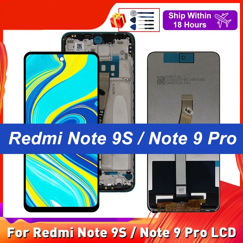 

ЖК-дисплей 6,67 дюйма для Xiaomi Redmi Note 9 Pro, сенсорный экран с цифровым преобразователем для телефона, дисплей M2003J6B2G, лучшие запасные части