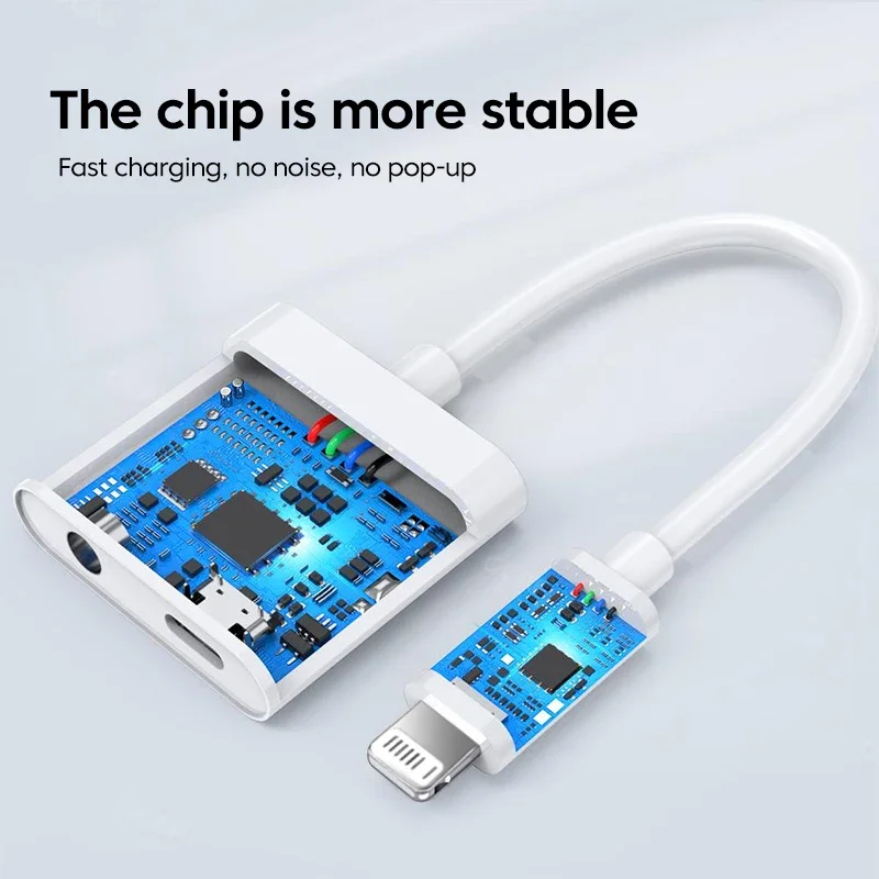 Аудиоадаптер для iPhone 2 в 1 дополнительный разъем освещение гарнитуры 3 5 мм