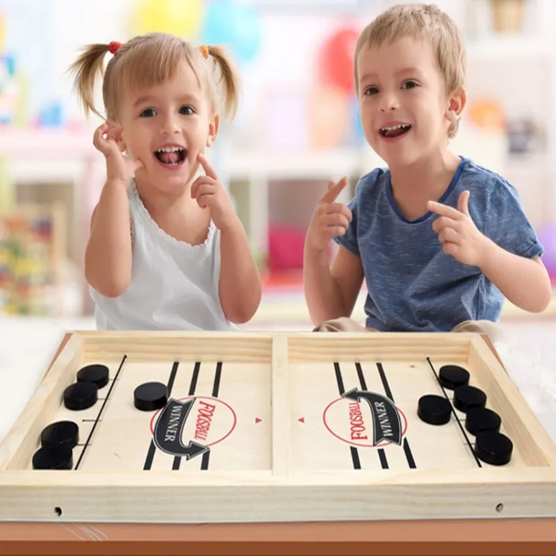 

Wooden Hockey Table Game Foosball Winner Board Game Rapid Sling Table Battle Speed String Game for Kids Adults Family Party