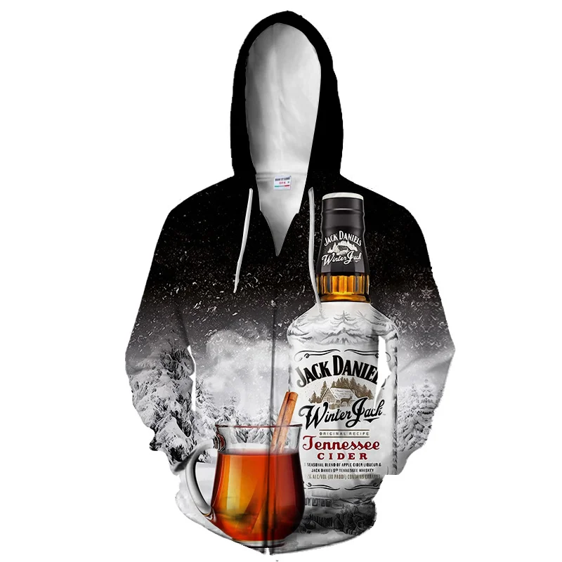 

Mens Hooded zip-up 3D Party Printed Beer Bottle Coat Kids Winter Zipper Hoodies Woman Sweatshirts Girl Clothing Y2k Vintage