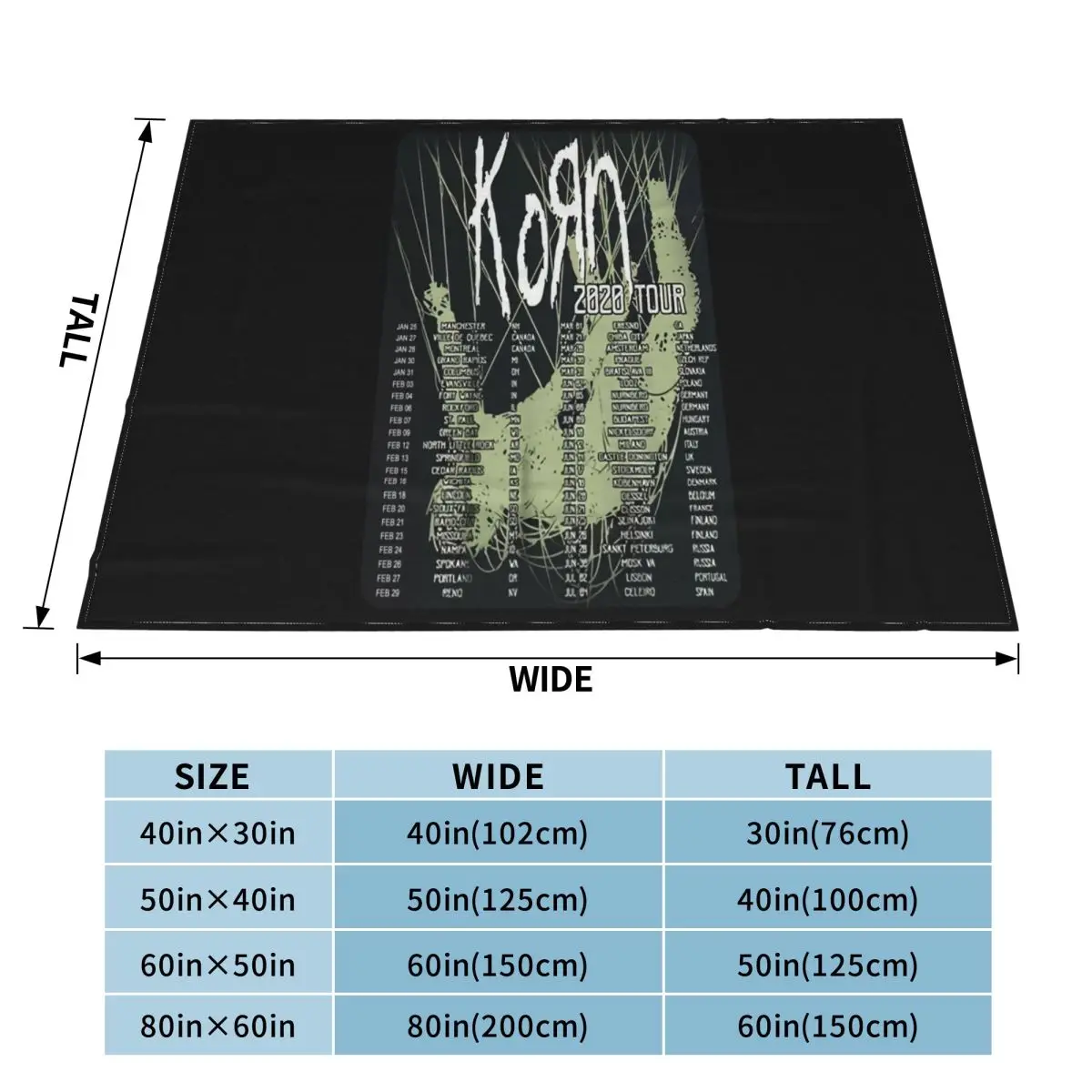 Горячий предмет Korn 2020 Joint Tour Complete Dates Концертное одеяло Джонатана Дэвис S 6XL
