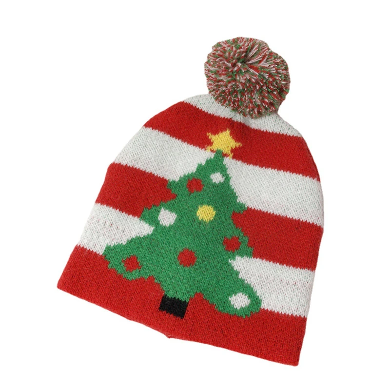 

New Year LED Knitted Christmas Hat Beanie Light Up Illuminate Warm Hat For Kids Adults New Year Christmas Decor2022