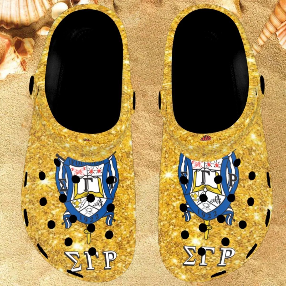 

Nopersonality Gold Background Slippers Ladies Sigma Gamma Rho Grown-up Slide Summer Black Bottom Sandal Outdoors Wading