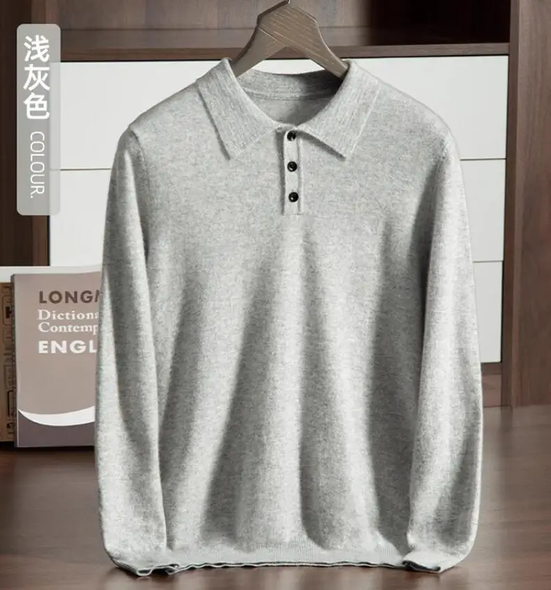 Мужской свитер-поло Ordos из 100% чистого кашемира деловой Повседневный вязаный