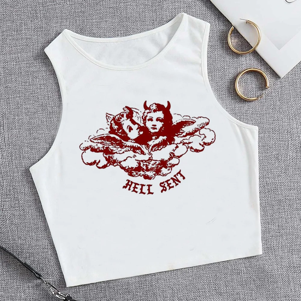 

Женский винтажный кроп-топ angel tank top fairycore, Готическая Винтажная футболка в стиле хиппи