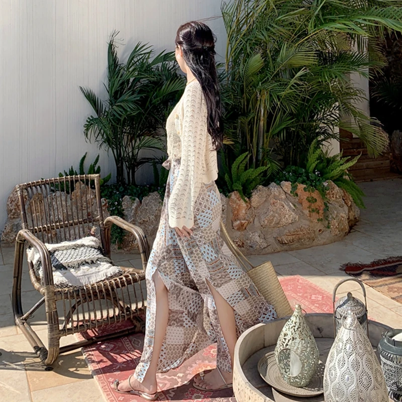 

Шифоновая Швабра Forking с эластичным поясом, брюки неправильной формы в морском стиле для отпуска, модель 2023 года