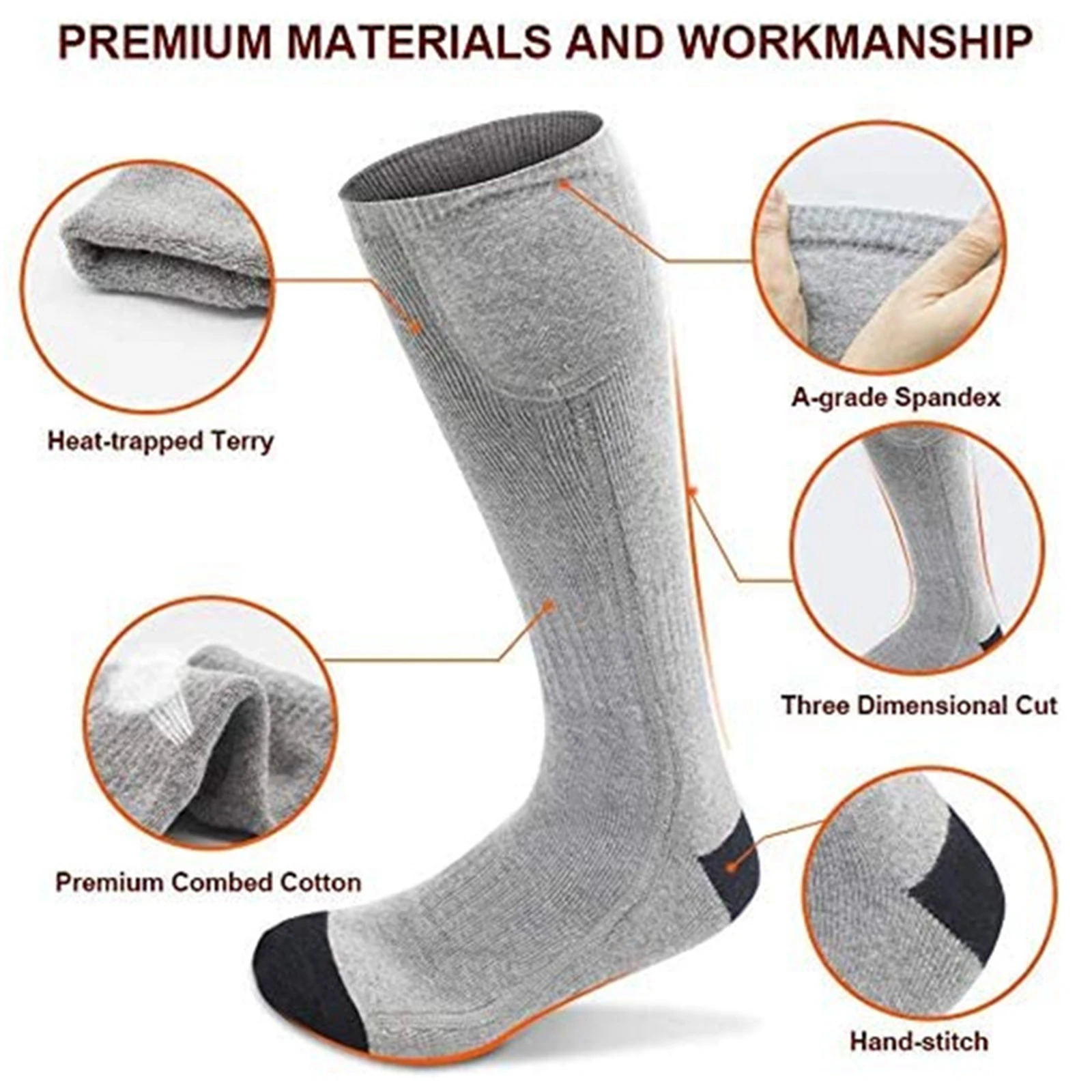Heating Socks Men Women Health Heated Sock Non-slip Winter Warm Cotton Sock for Fishing Camping Hiking Skiing and Foot Warmer