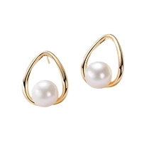 2022 korean new simple geometry earrings fashion temperament 100 natural pearl long earrings female minimalist jewelry gift