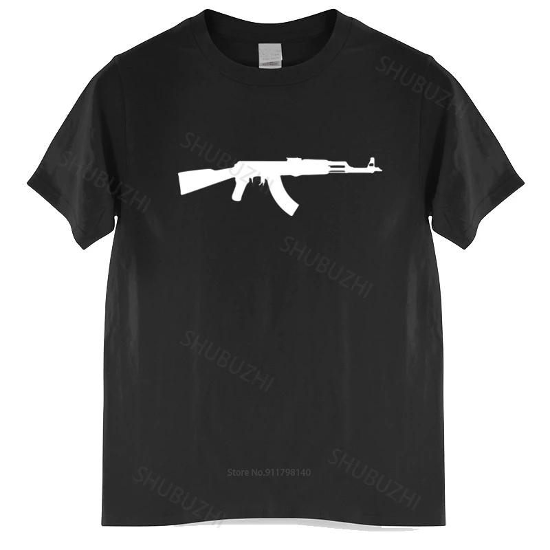 

Cotton Tshirt Men Crew Neck Tops AK-47 Kalashnikov AK47 T-Shirt Sticker Bomb Sticker itself Cotton Brand T-shirt euro size