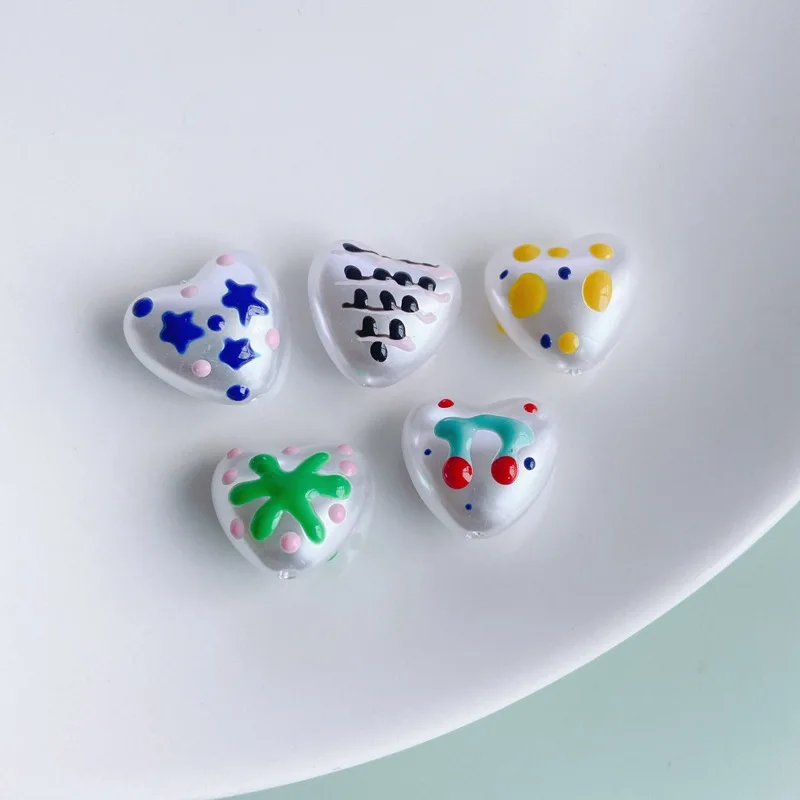 

30 шт., акриловые жемчужные бусины в форме сердца, 17 х15х10 мм