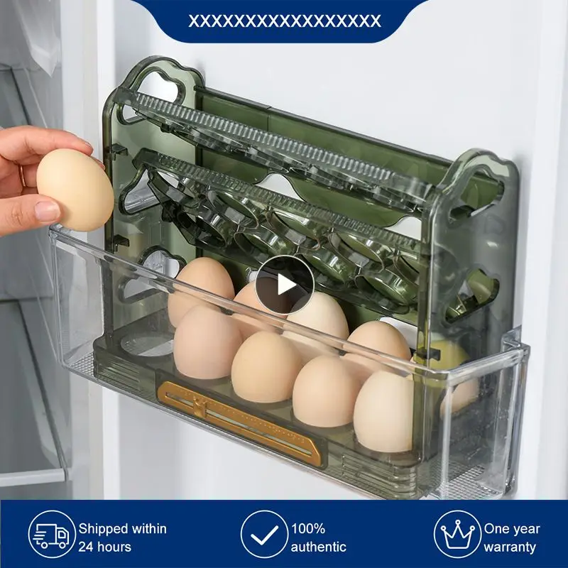 

Flip-type Egg Storage Box New Refrigerator Egg Container Bin Organizer 3-layer Egg Organizer Rack Egg Fresh-keeping Case Holder