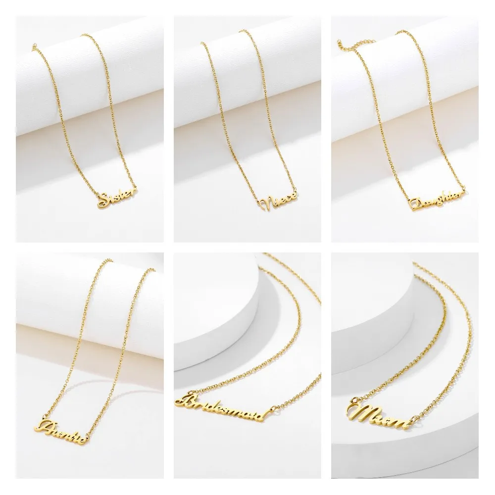 Классическое ожерелье с подвеской в виде алфавита, ювелирные изделия из нержавеющей стали для женщин, цветная цепочка на шею, аксессуары, подарок