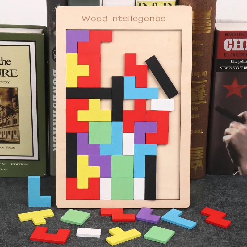 

Educational Toy for Kids Colorful 3D Puzzle Wooden Tangram Board Game Tetris Intellectual Development Children Toy Dropshipping
