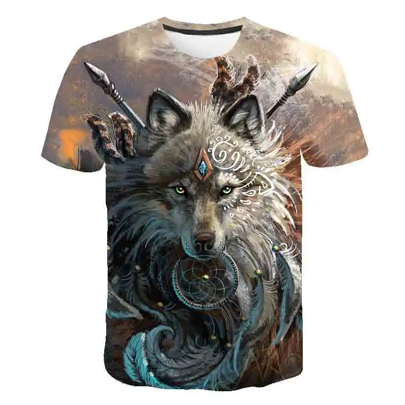 

Лидер продаж 2023, Детская летняя футболка с волком в виде животного, топ с мультяшным волком, детская одежда для отдыха, футболка с мультяшным...