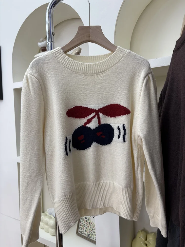 Sanmuzi Homemade Autumn and Winter Small Idle Sle round Neck Loose Sweater New Knit Top Women clothes