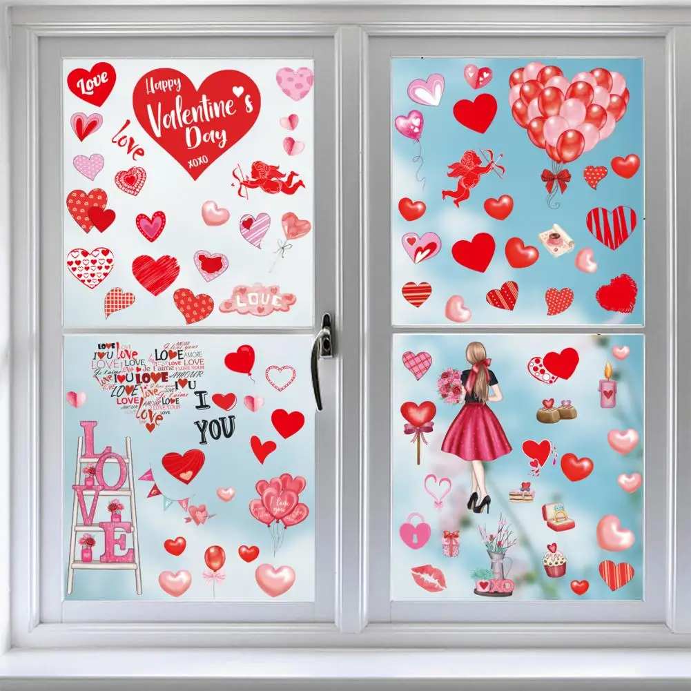 7-листые наклейки на стену ко Дню святого Валентина тематический узор любви