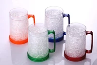 summer ice cup solid color ice beer drink double layer gel plastic water bottle durable cold drink cup with handle base