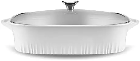

5.7 Quart QuickHeat Roaster with Lid, Lightweight Roaster, Ceramic Non-Stick Interior Coating for Even Heat Cooking, French Whit