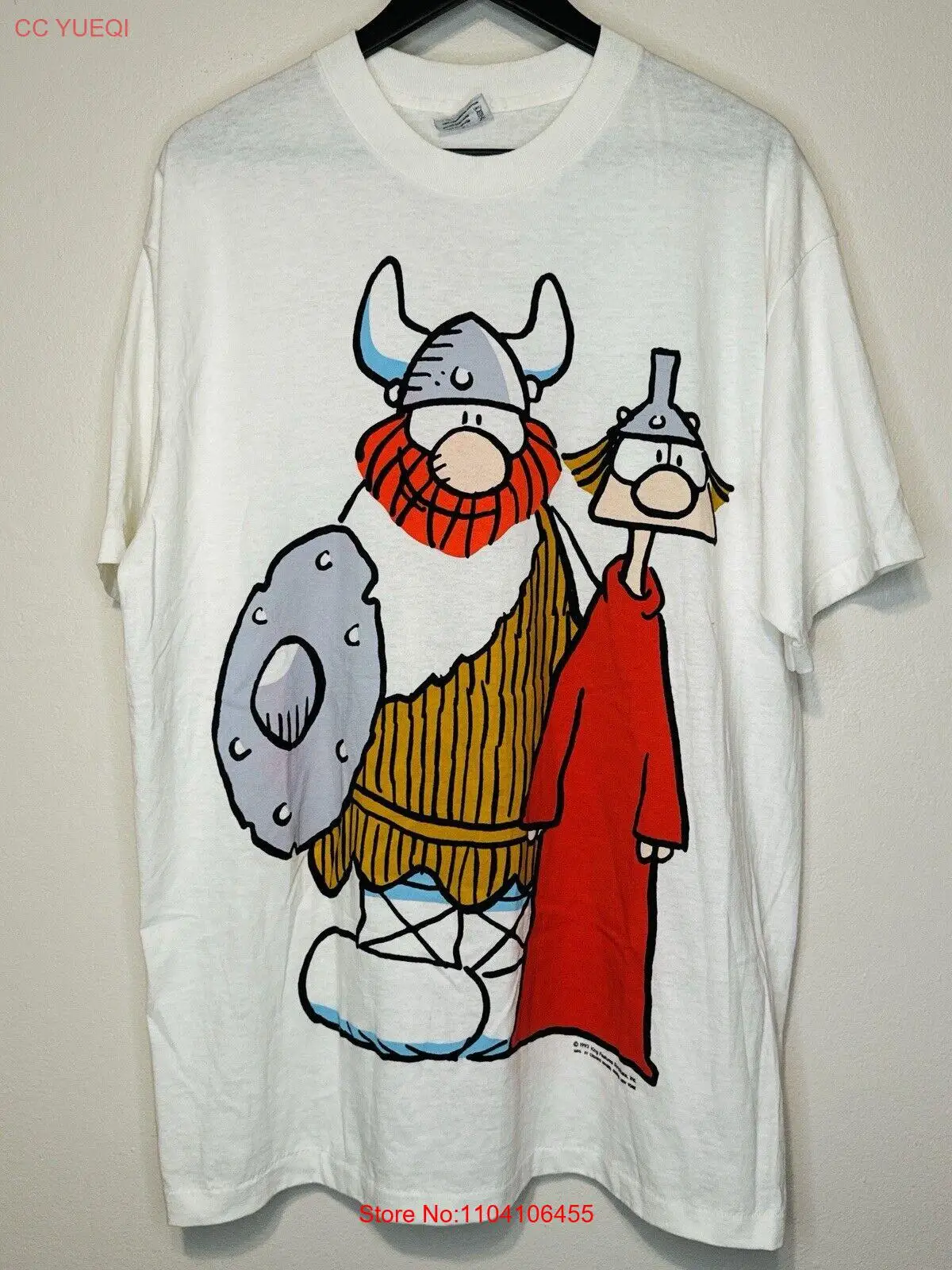 Винтажная двусторонняя футболка Hagar The Horrible 1993 года размер XL белая с рисунком 90-х