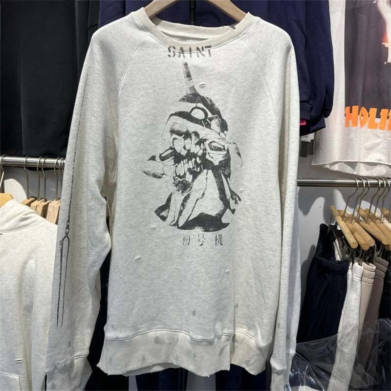 25SS Повседневные мужские толстовки Saint Michael 1:1 Лучшее качество из чистого хлопка с