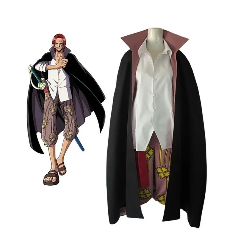 

Anime ONE PIECE Red Hair Shanks Cosplay Costumes Long Trench Shirt Seven Minutes Pants Suit Fullsets For Men
