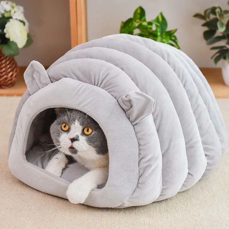 

3 Styles Collapsible Cat Bed Pet Winter Plush Cat's House for Indoor Dogs Kennel Mat Small Dog Warm Cave Sleeping Bag Products