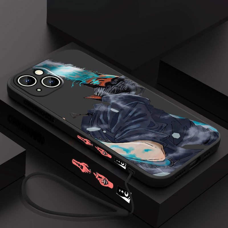 Крутой чехол для телефона с аниме бензопилой Apple iPhone 15 14 13 12 11 Pro Max Plus 8 7 SE жидкостью
