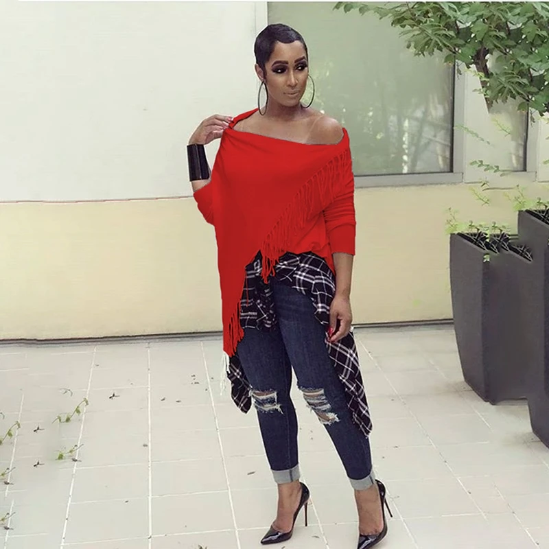 

Plus Size Women Clothing Spring Fall Solid Irregular Tassel Top Ladies Casual Coat Harajuku Clothes Streetwear Wholesale Items