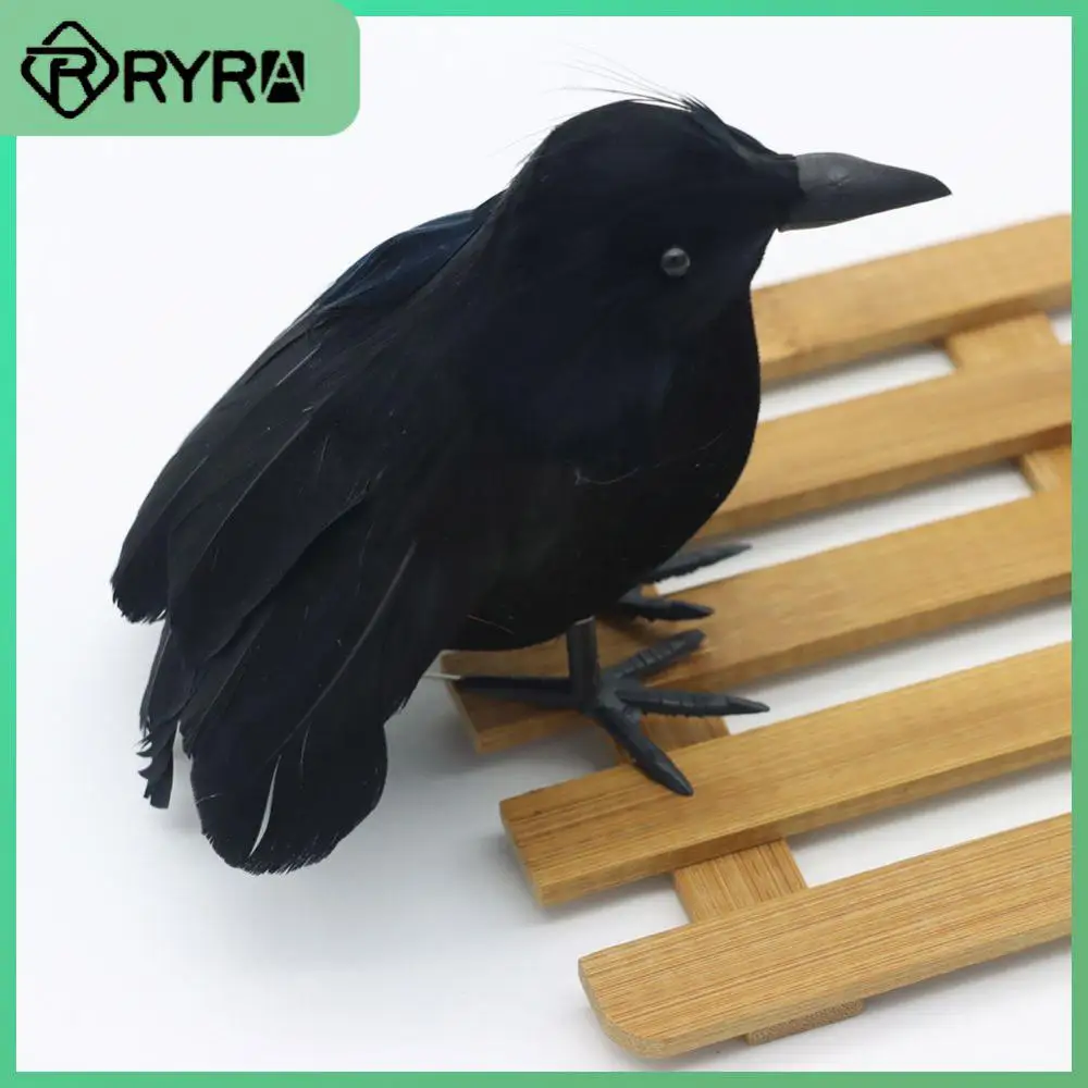 

Realistic Halloween Black Crow Model Small Compact Home Decoration Lightweight Plastic Statue Animal Scary Toys Horror Props