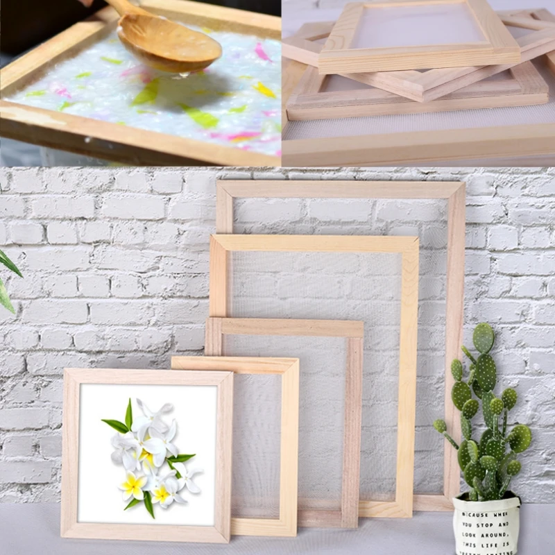 9 Size Paper Making Mould Frame DIY Papermaking Paper Making Screen Wooden Mesh Mold Wood Handcraft Gift Craft Tool Accessories