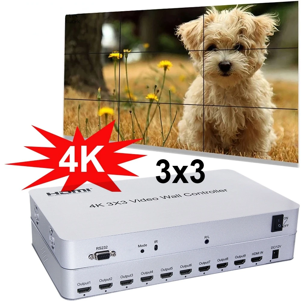 

4K 3x3 Intelligent Voice Video Wall Controller with AI Audio 2x2 1x3 1x4 2x3 2x4 5x1 4x1 Multi Screen Splicing TV Wall Processor