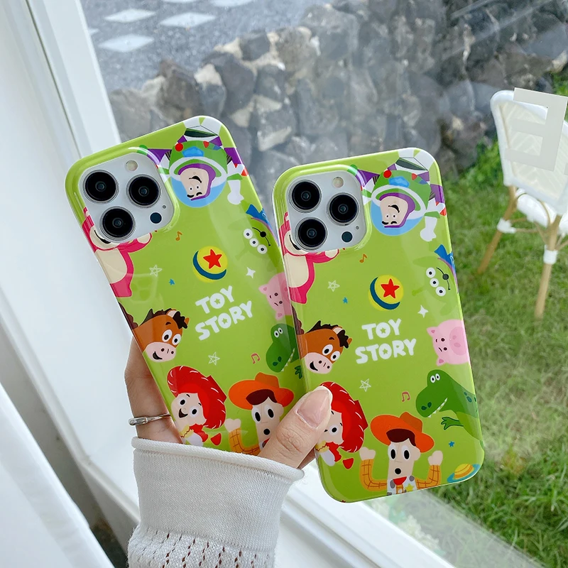 

Disney Glossy Toy Story Buzz Lightyear Couples Phone Cases For iPhone 14 13 12 11 Pro Max XR X XS MAX 8 7 Plus Shockproof Cover