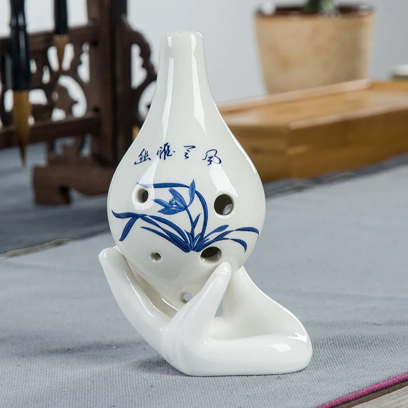 

White Ocarina Perfect Collector Ceramic Hand Stand Base For Music Lovers Art Ornaments Promotion Dropshipping