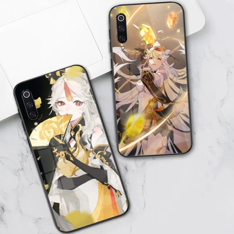 

Ningguang Genshin Impact Phone Case For Xiaomi 12 11T 10 9 Redmi Note 11 10 10S Pro 9 9A 8 Black PC Glass Cover