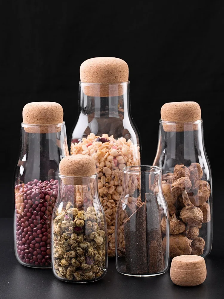 

High Borosilicate Glass Sealing Jar Kitchen Seal Has Nothing To Do with Tea Can Wooden Stopper Glass Storage Jar