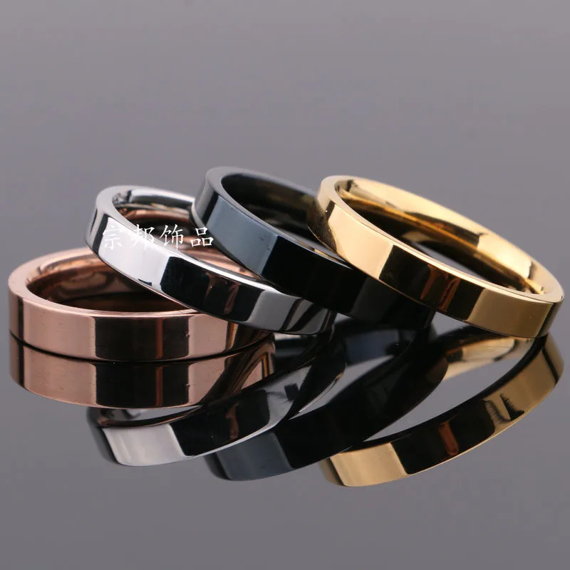 

Men Ring 4mm Korean Simple Smooth Ring Titanium Steel Couples Ring Outer Flat Inner Arc Rings for Men and Women Wedding Ring