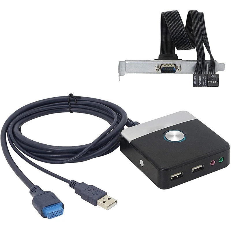 

Переключатель для жесткого диска переключатель для компьютера переключатель питания с двумя USB-портами и аудио-портами для дома офиса инте...