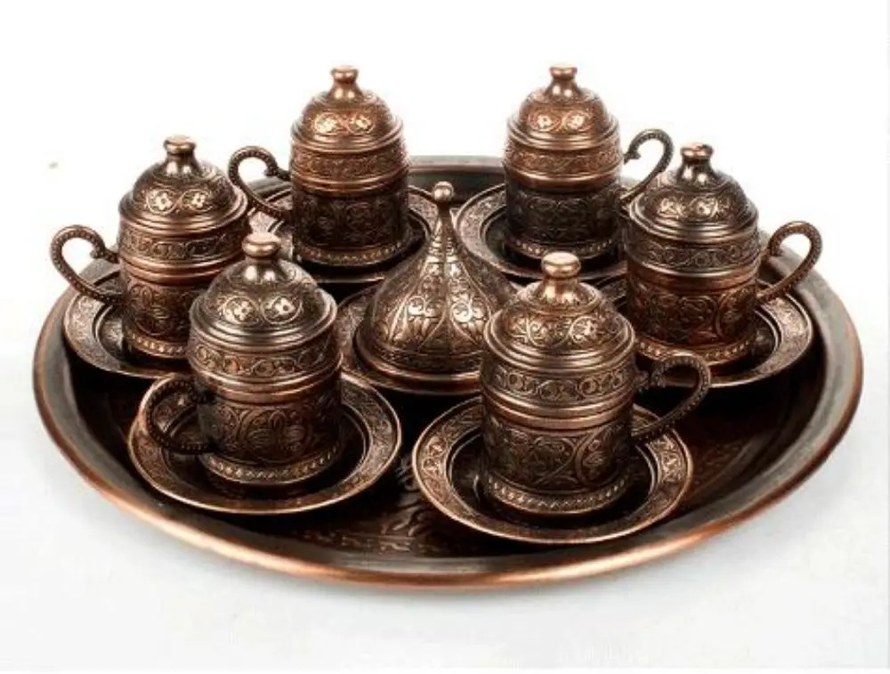 

Ottoman Motif 6 Personality Turkish Coffee Set-Copper