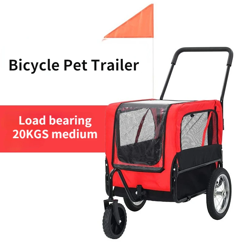 Best Europe and The United States Small Pet Dog Bicycle Trailer Stroller Outdoor Riding Dual purpose Luggage Shopping Cart