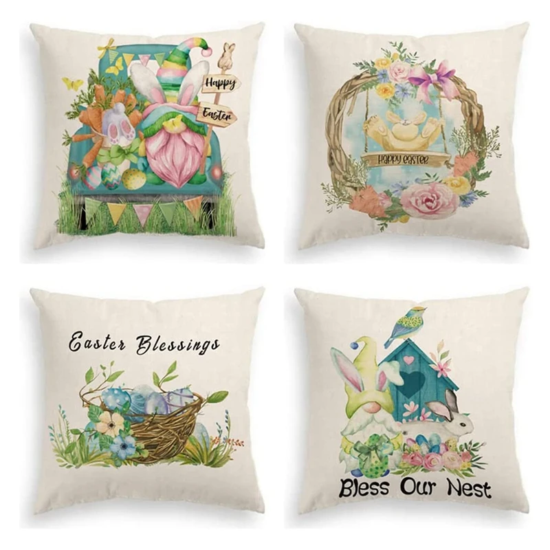 

4 шт., пасхальные наволочки для подушек, 18 х18 дюймов